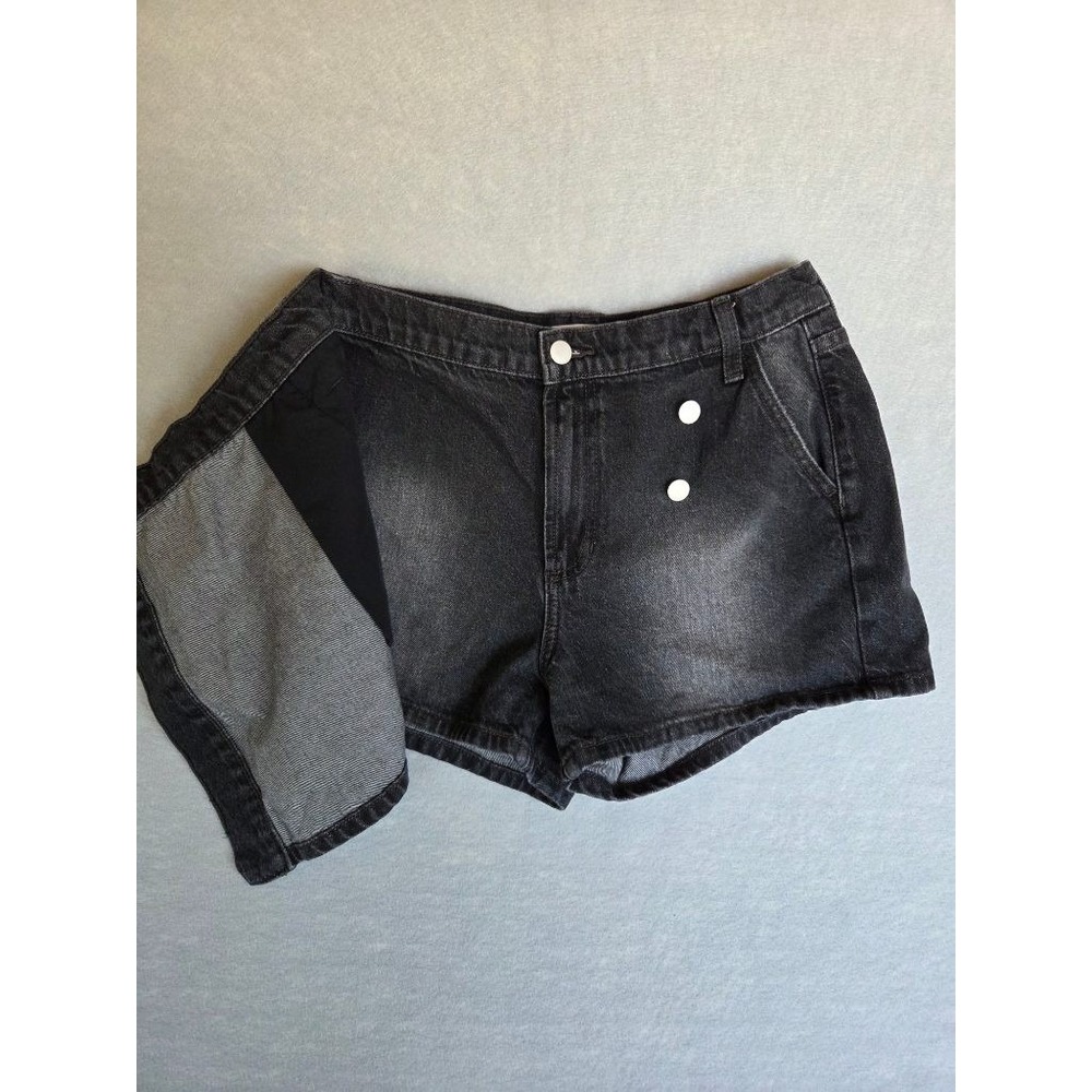 Altar'd State Denim Skort Womens M Black Wrap Front Y2K Grunge Mini Skirt - Picture 7 of 11
